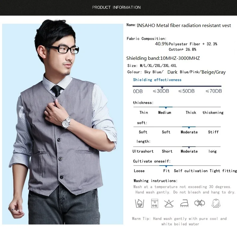 Оригинальное Экранирование INSAHO EMF, устойчивый к излучению жилет, эффективность экранирования 30 дБ защитный жилет от излучения, SHD010