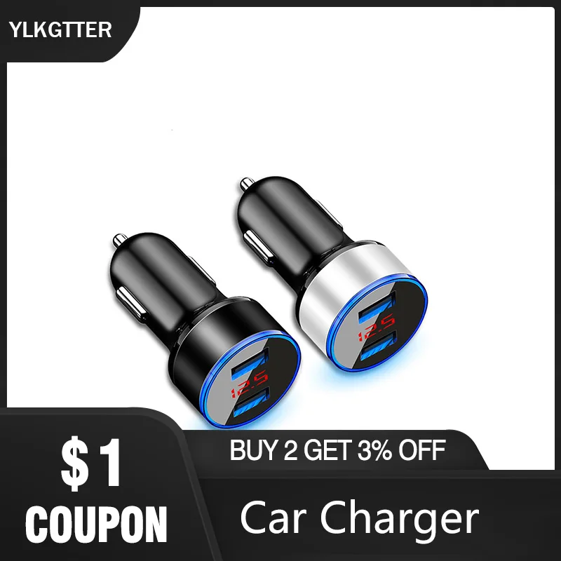 YLKGTTER 3.1A светодиодный дисплей двойное автомобильное зарядное устройство USB