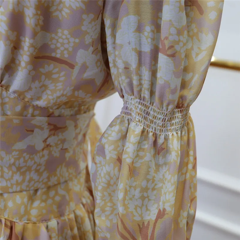 Женское платье макси на пуговицах Длинное Элегантное с V образным вырезом