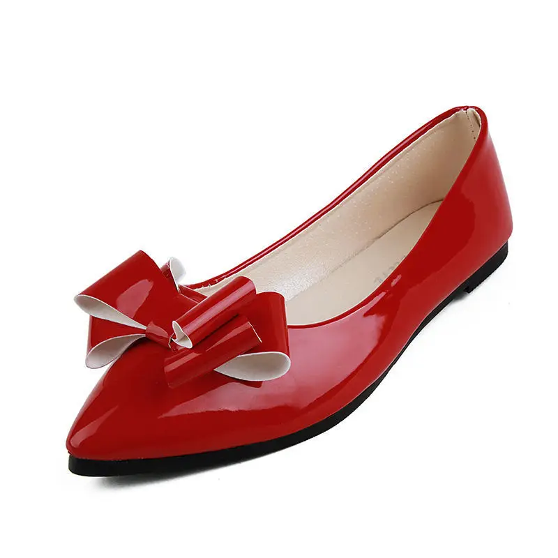 

Spring Autumn Women Shoes Fashion Slip On Loafers Woman Flat Shallow Single Shoe Bow Comfortable Patent Leather Zapatos Mujer