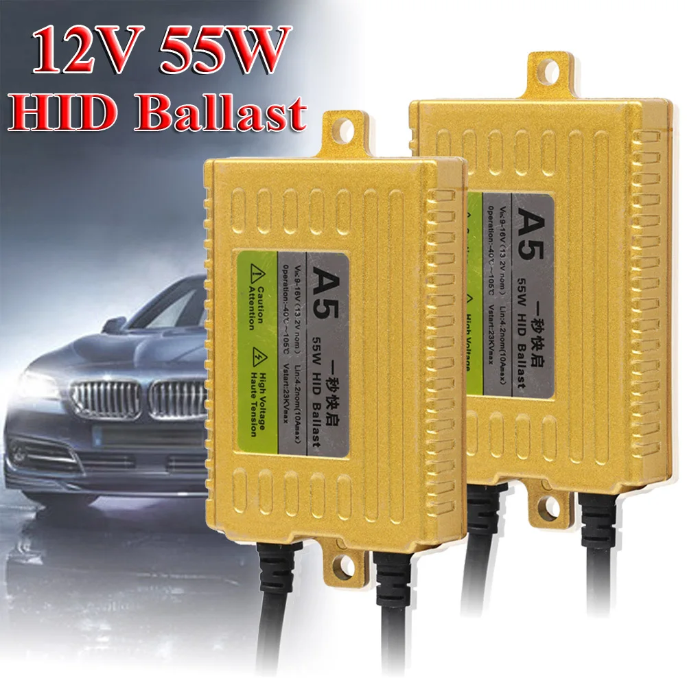 

2Pcs 55W HID Ballast Digital Slim HID Xenon Headlight bulb AC Ballasts Replacement Kit Universal