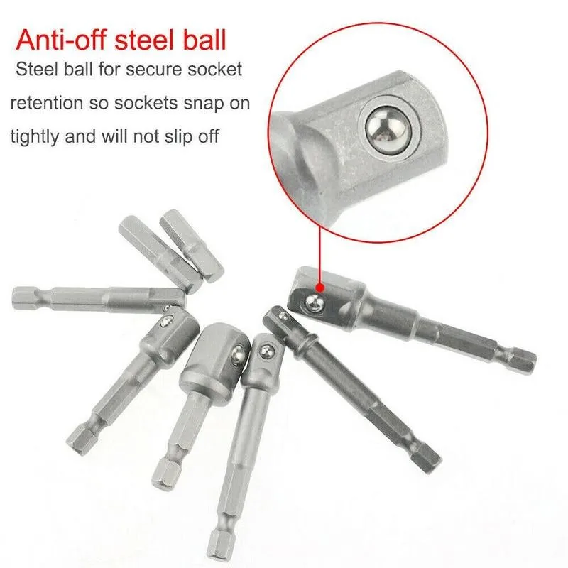 8pcs/set Pneumatic Socket Adapter For Impact Driver W/ Hex Shank To Square Drill Bits Bar Extension Set 1/4&quot 3/8&quot 1/2&quot |