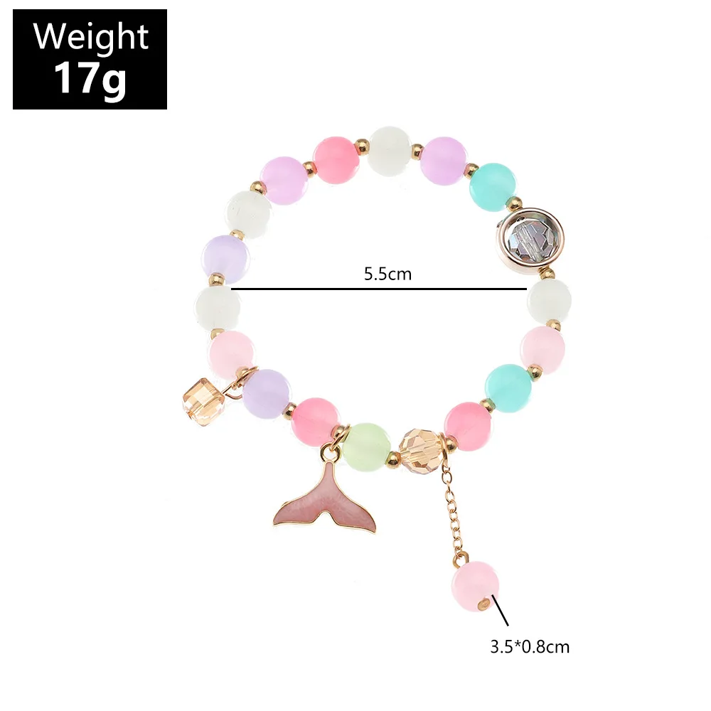 

New Arrivals Bohemia Crystal Beads with Pink Cute Dolphin Tail Boho Bracelet Bangles for Women Girls Romantic Gifts Bracelet