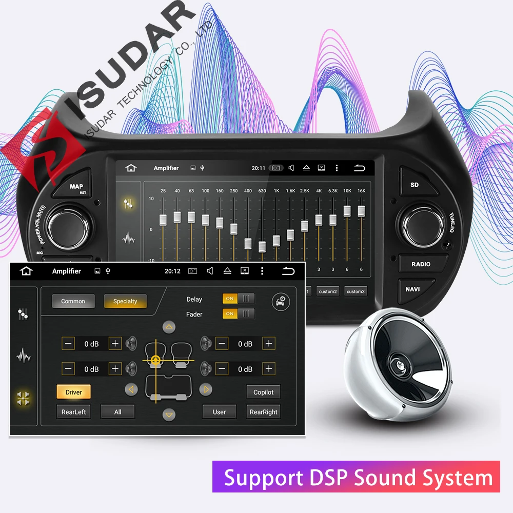 Isudar Автомобильный мультимедийный плеер 1 Din Android 9 DVD Automotivo для