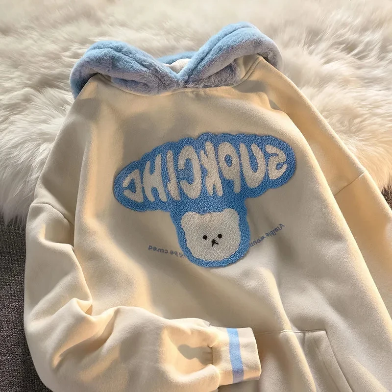 

Y2K Kawaii Bear толстовки женские осенние уличные пуловеры готические толстовки Харадзюку гранж большие зимние женские толстовки