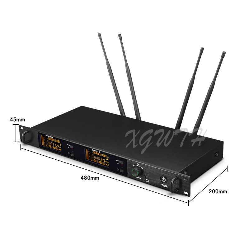 구매 200 채널 진정한 다이버시티 UHF 무선 가라오케 마이크 시스템 2 헤드헬드 Lavalier 헤드셋 마이크 오디오 DJ 무대 마이크로폰