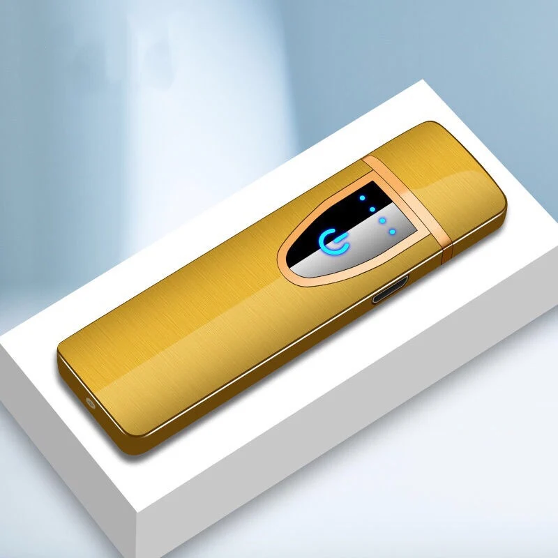 Gold Brushed Бизнес Стиль Зарядка электрическая электронная USB Зажигалка плазменная зажигалка подарок для курения сигаретные инструменты перезаряжаемая - Цвет: Gold Brushed