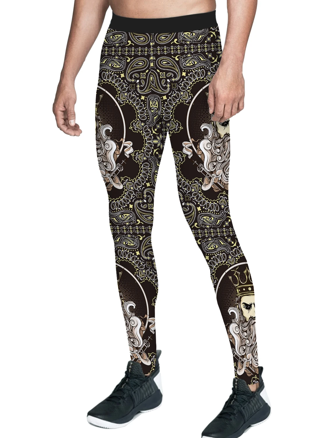 Playing Card King Retro Paisley Black Pants Men Non See-Through Buttery Soft Everyday Use Animal Print Pajama Party Breathable Q | Мужская