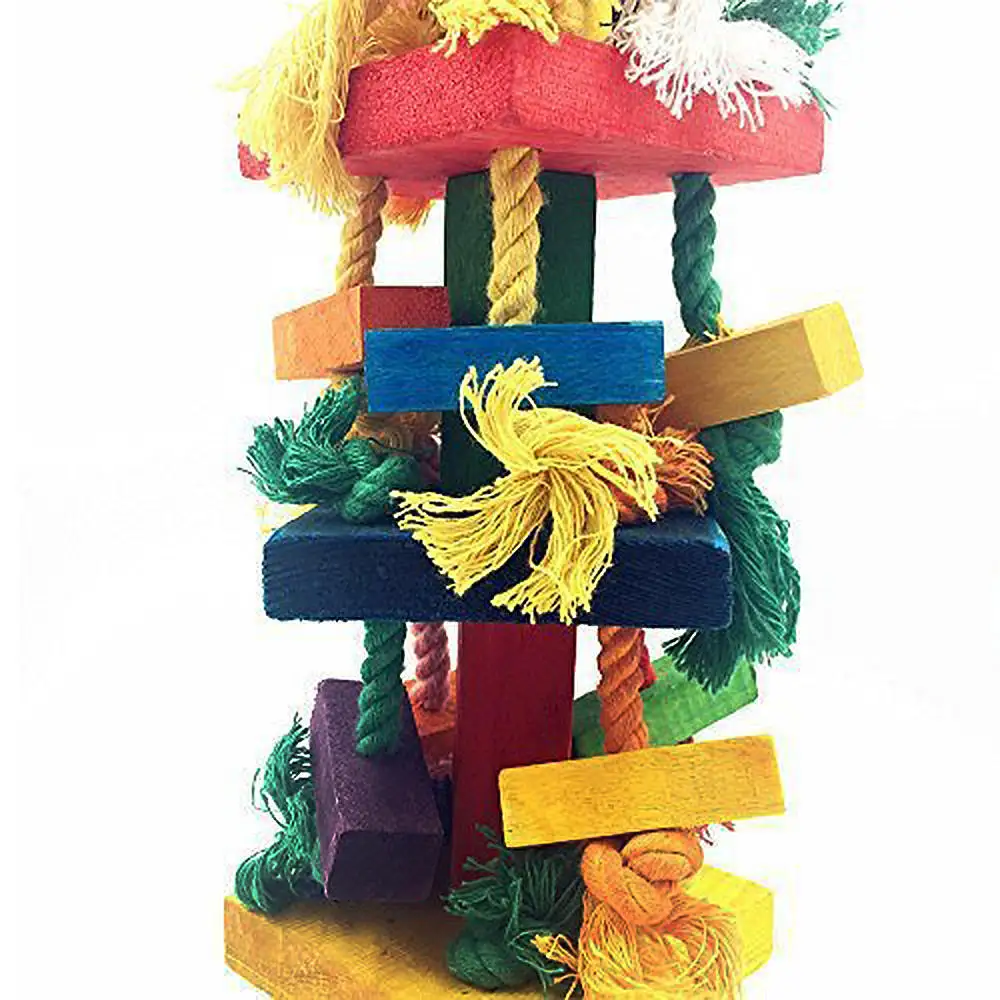 

1PC Bird Chewing Toy Parrot Cage Bite Toys African Grey Macaws Cockatoos Wooden Blocks Bird Tearing Toys