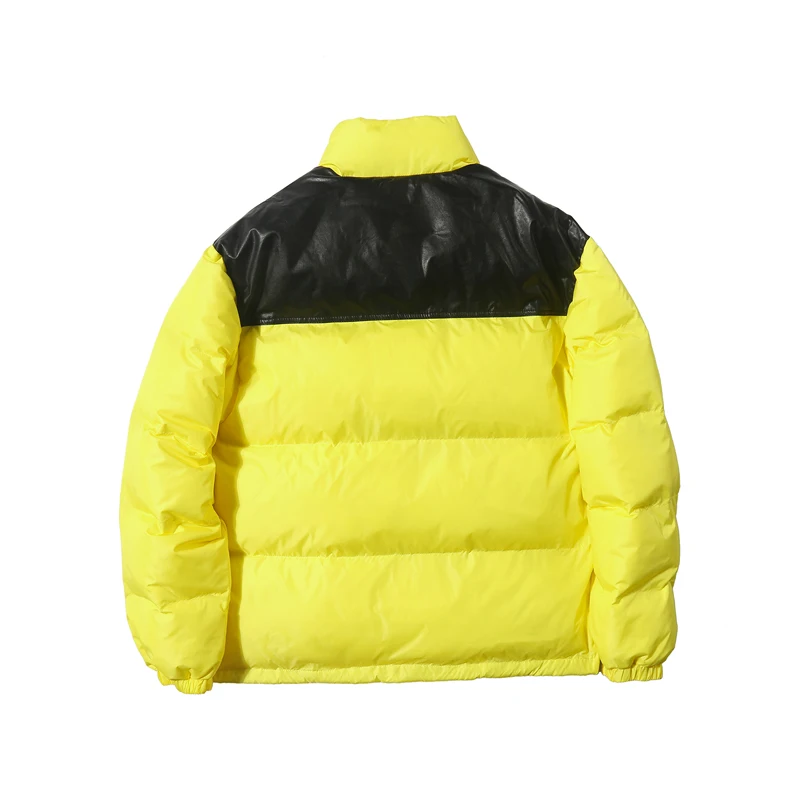 Hip Hop Men Parkas Leather Patchwork Windbreaker Puffer North Canada Coats Oversize Zipper Streetwear Swag Men's Bomber |