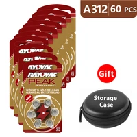 hearing aid batteries size 312 za rayovac peak performancepack of 60brown tab pr41 1 45v type 312 zinc air battery