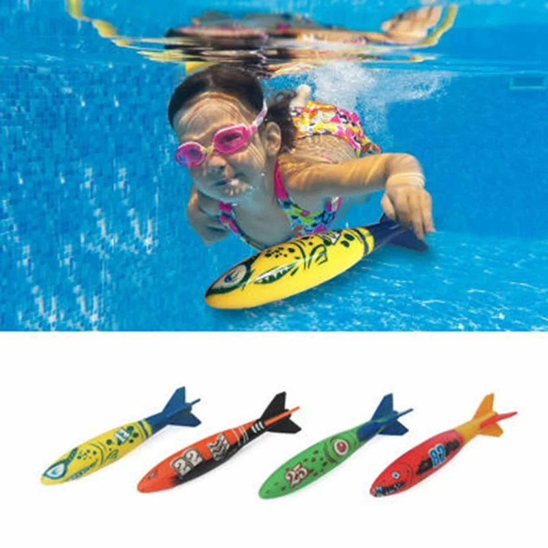 

4 Pcs Torpedo Rocket Throwing Toy Diving Game Torpedoes Bandits Children Underwater Sticks Toy