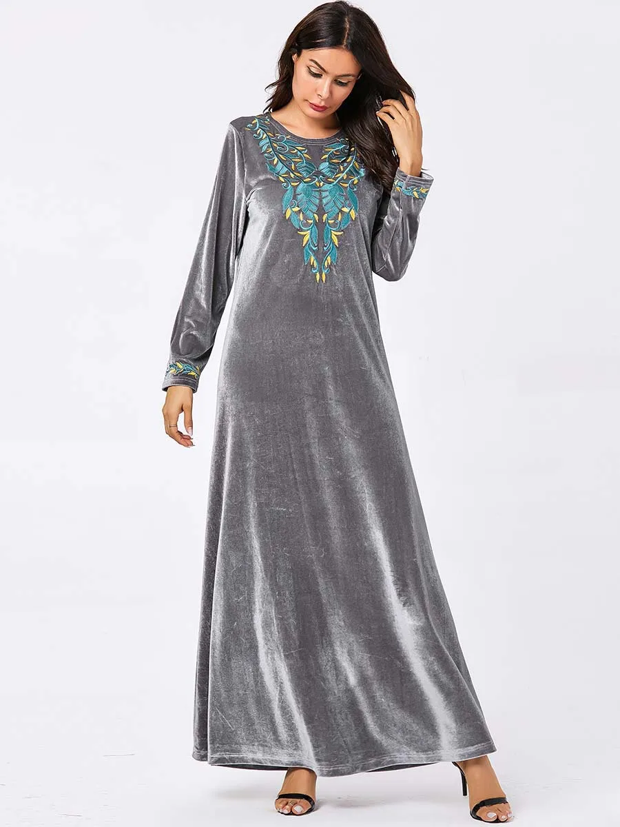 Islamic Clothing Kaftan Dubai Velvet Muslim Dress Women Maxi Kimono Jubah Long Robe Abaya Hijab Dresses UAE Turkey Arabic | Тематическая