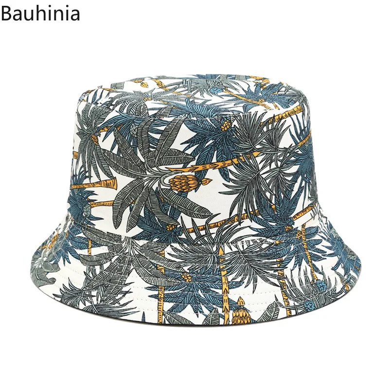 Панама Рыбацкая двусторонняя с рисунком бананового дерева для мужчин и женщин