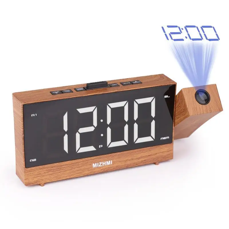 

New Multi-functional USB Rechargeable Radio Creative LED Electronic Alarm Clock with Projection Smart Clock Birthday Gifts