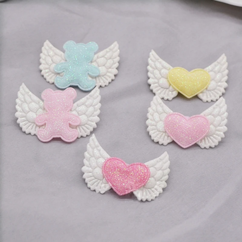30Pcs Lovely Angel Wings Applique Ornament DIY Garment Glove BB Clip Craft Supplies Cake Baking Mold Making Decorative Materials - купить по