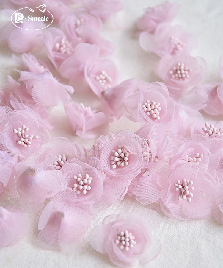 10PCS/Lot Handmade Baby Clothes Organza 3D Small Flower Bud Mini Flowers Dress Headwear Earring Hat Bag DIY Decoration RS2884 | Дом и сад