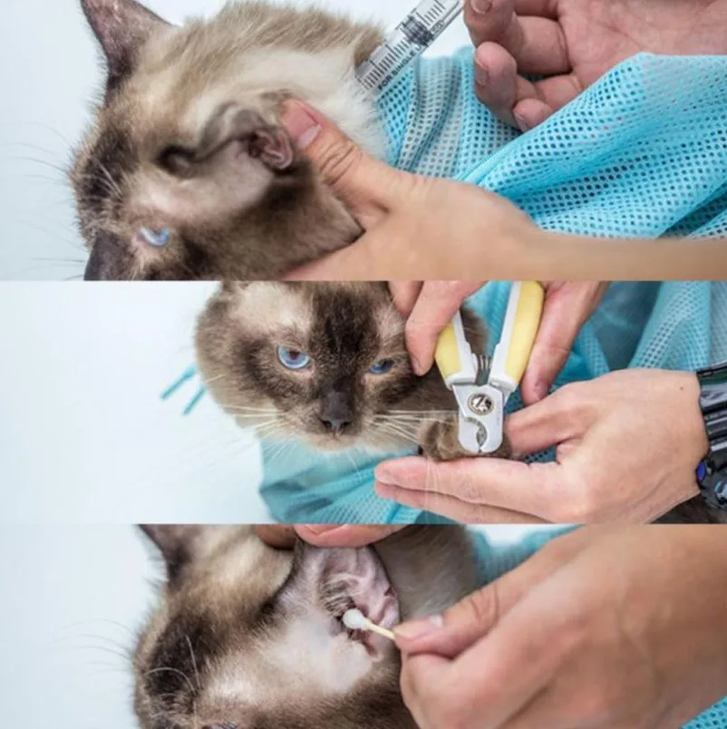 Сетчатая Сумка для груминга кошек регулируемый мешок мытья животных защита от