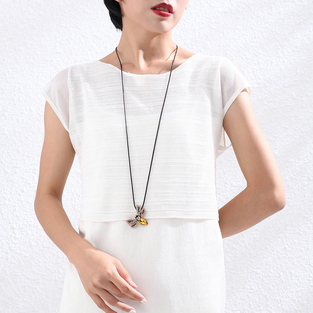 Винтажная бижутерия длинное ожерелье с воротником для женщин хрустальные пчелы