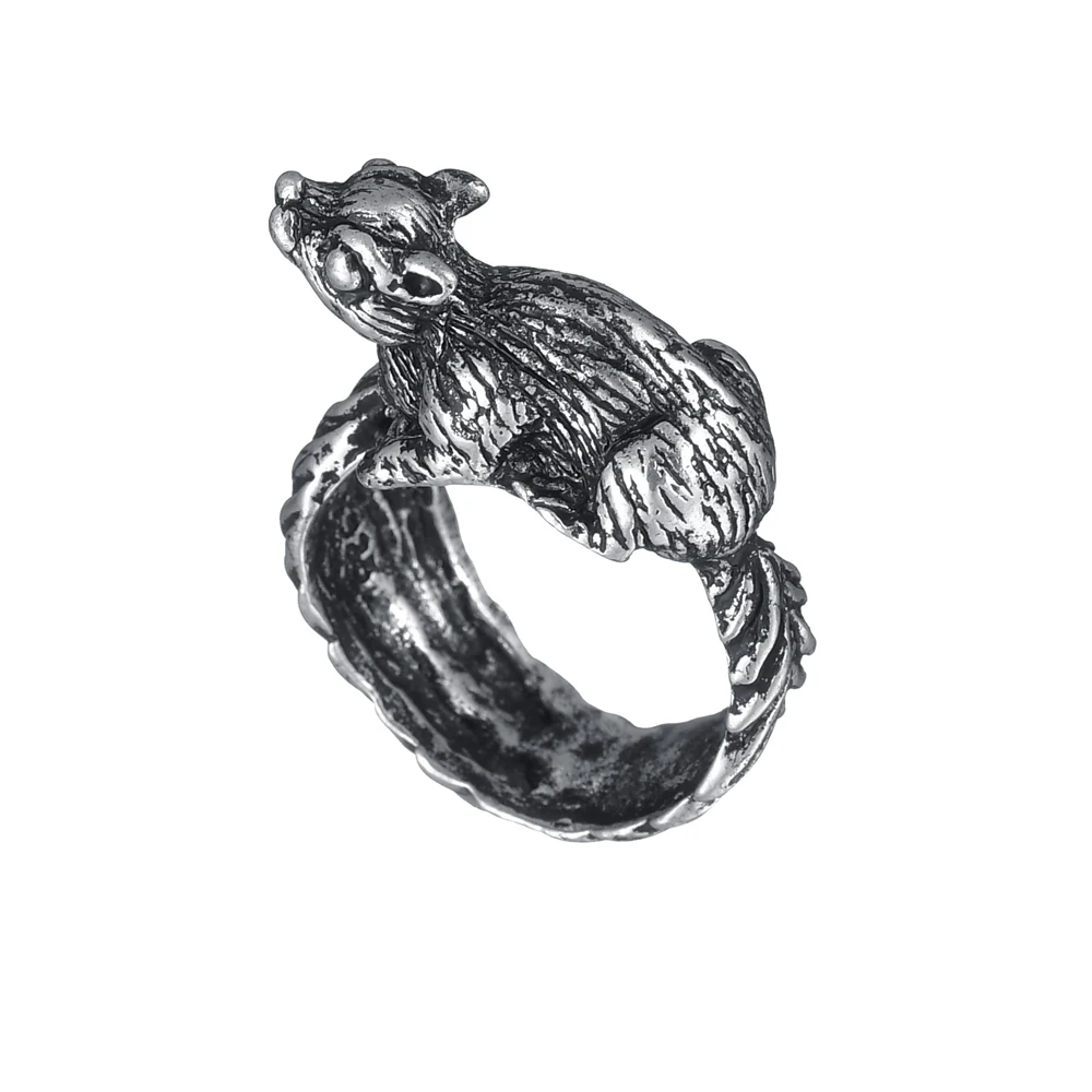 Squirrel MeMolissa панк животное кольцо готическое черное серебро металлические кольца в виде змейки для женщин мужчин ночной клуб унисекс регулируемые Anillos ювелирные изделия - Цвет основного камня: Squirrel
