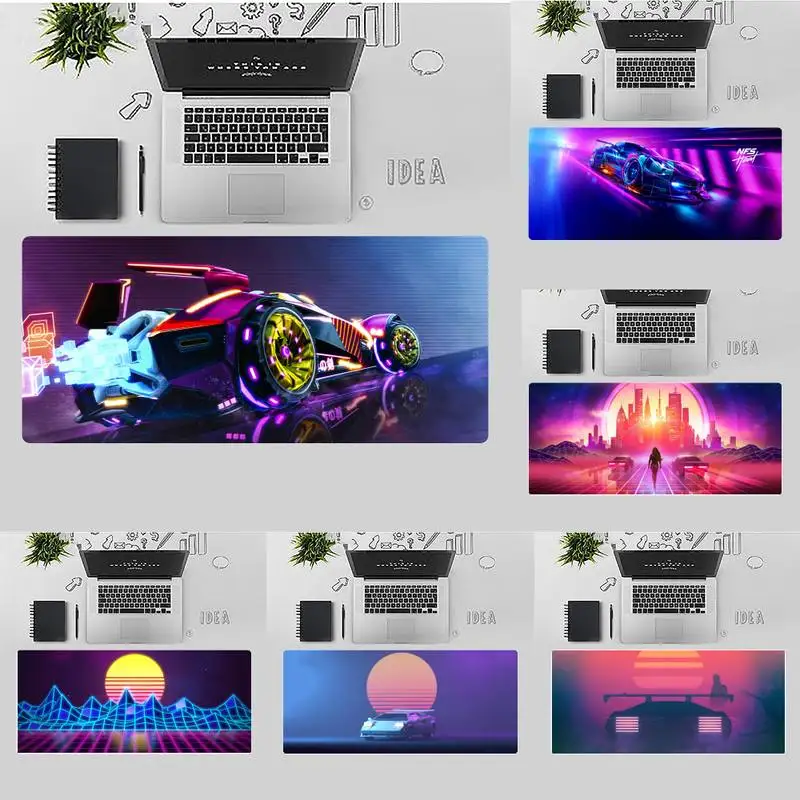 

Retrowave game Car Beautiful Anime Mouse Mat Desk Table Game Office Work gamer Large Mouse pad Mats Non-slip Laptop Cushion