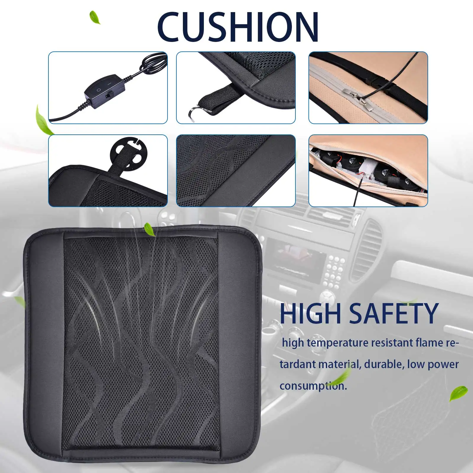 

12V USB Ventilation Cooling Car Seat Cushion With Fan Comfortable USB Seat Cushion Automotive Interior Supplies Drop Shipping