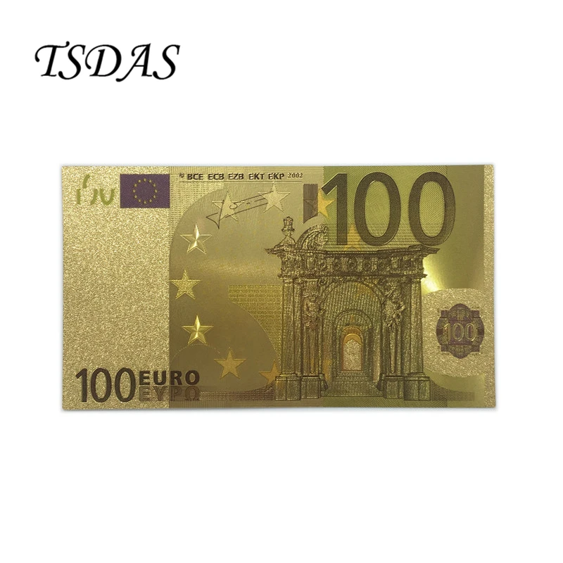 Коллекционные цветные золотые банкноты 24K 100 евро большие в наличии 10 шт./лот