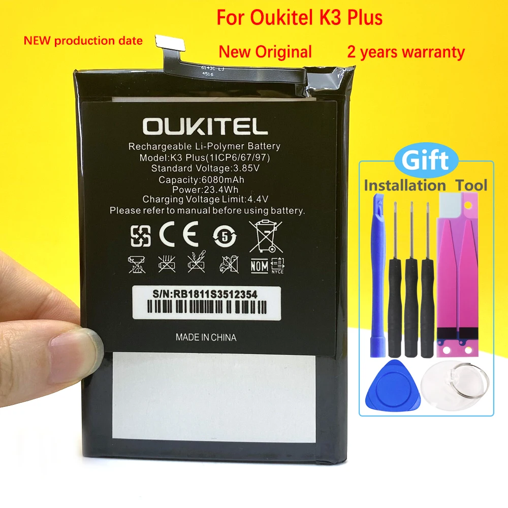 100% Оригинальный аккумулятор 6080 мАч K 3 Plus для Oukitel K3 мобильный телефон высокое