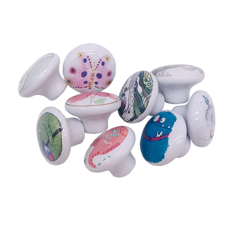 1 шт. Керамика круглых ручек шкафа мультфильм дверь тянуть ручки Спальня мебель