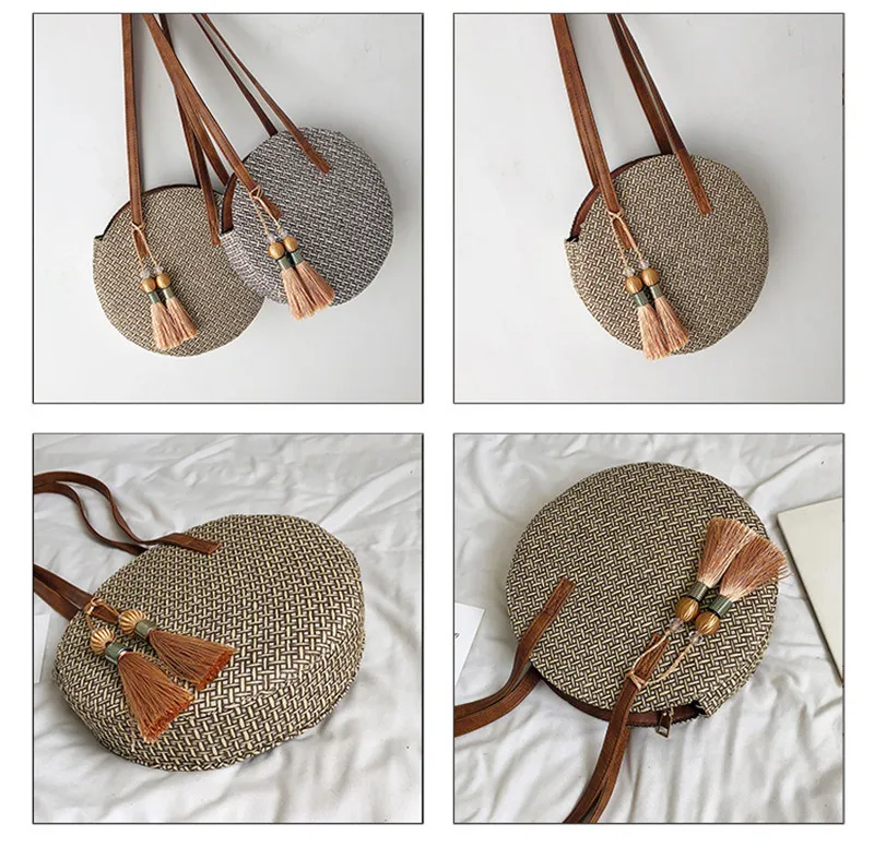 Летние женские сумки женская большая сумка плетеная вручную соломенная круглая