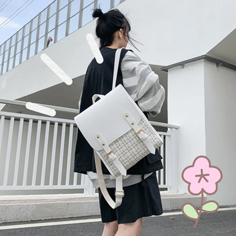 

Литературные тканые женские рюкзаки для ноутбука, дорожная Студенческая сумка через плечо, женский рюкзак, вместительная школьная сумка ун...