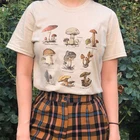 Футболка женская оверсайз с принтом грибов, модный винтажный топ с графическим принтом, в стиле гранж, для девочек, уличная одежда