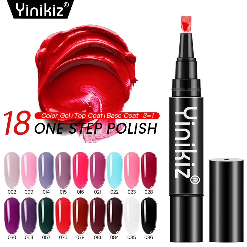 Yinikiz 3 в 1 фиолетового цвета из ручка серии гель для ногтей One Step Pen длительный