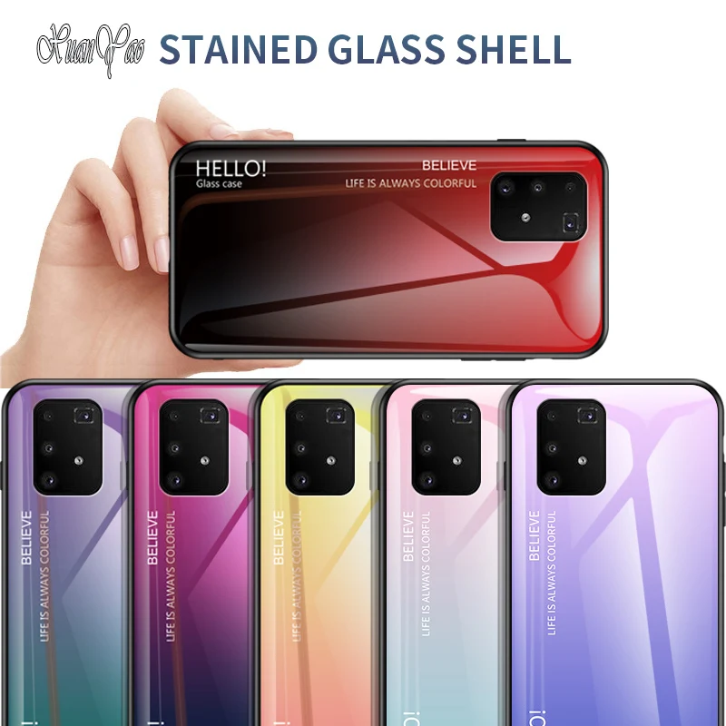 

XUANYAO Phone Cases For Galaxy A91 Case Glass Back Cover Coque For Samsung Galaxy A91 Cover Case Silicone Soft Edge Silicon Case