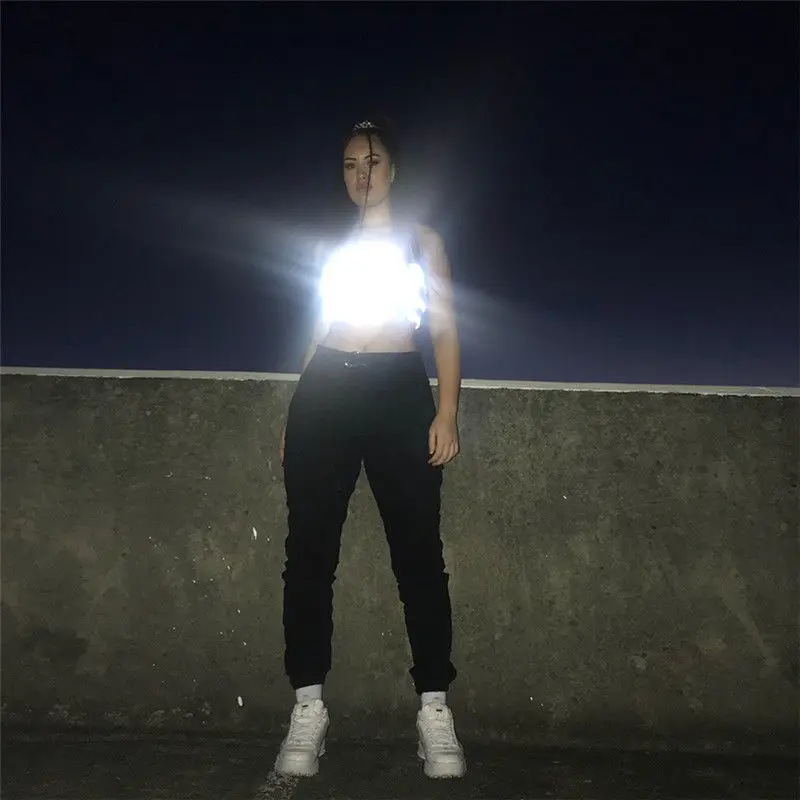 Лидер продаж Женский светящийся жилет без бретелек модные мигающие топы с