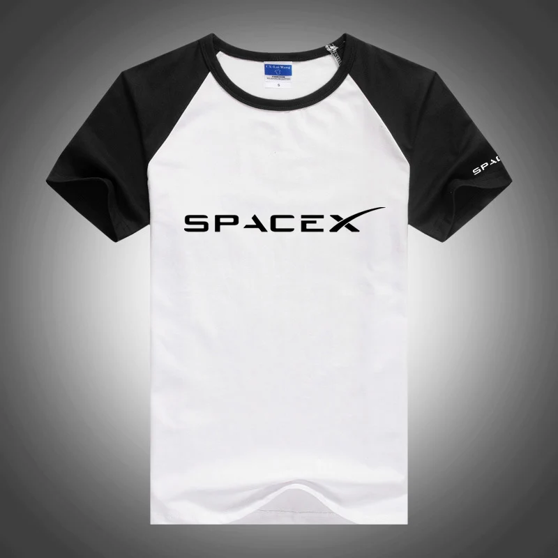 Мужские новые летние модные однотонные шорты с круглым вырезом и логотипом SpaceX