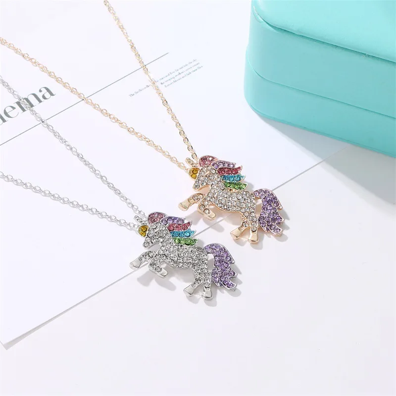 

Unicorn Necklace Colorful Micro-Studded Pony Necklace