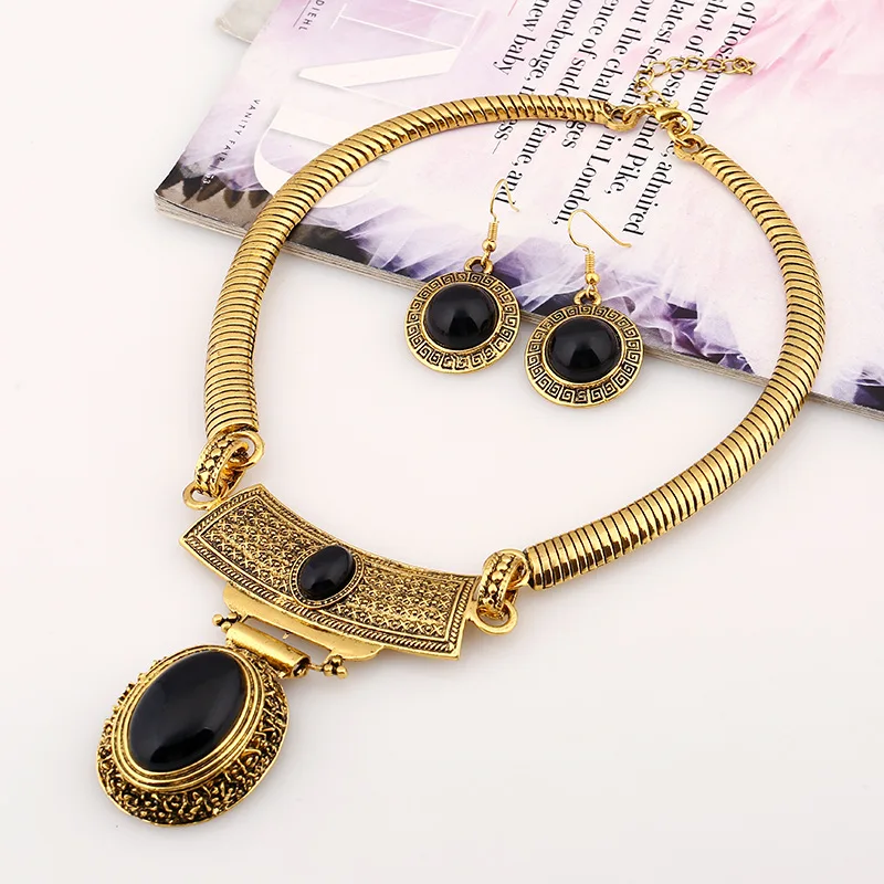 Gold black LZHLQ модное ожерелье Золото Серебро Colar винтажный богемский этнический чокер Макси массивное ожерелье женское ювелирное изделие - Окраска металла: Gold black