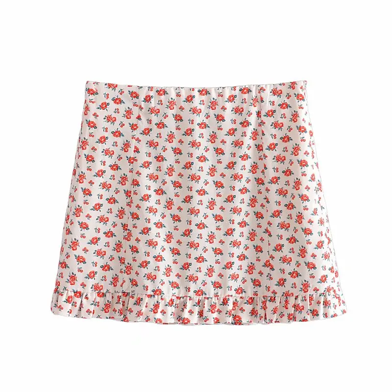 

2021 ZA summer new fashion linen blended Suspender top high waist short skirt two-piece set RA 3122655 3235655