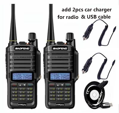 Профессиональный иди и болтай walkie talkie “иди и Водонепроницаемый 20 км Boafeng uv-9r плюс uv9r полиции сканер любительская радиостанция uv9r-era для переносного приемо-передатчика - Цвет: 2 charger 1 cable