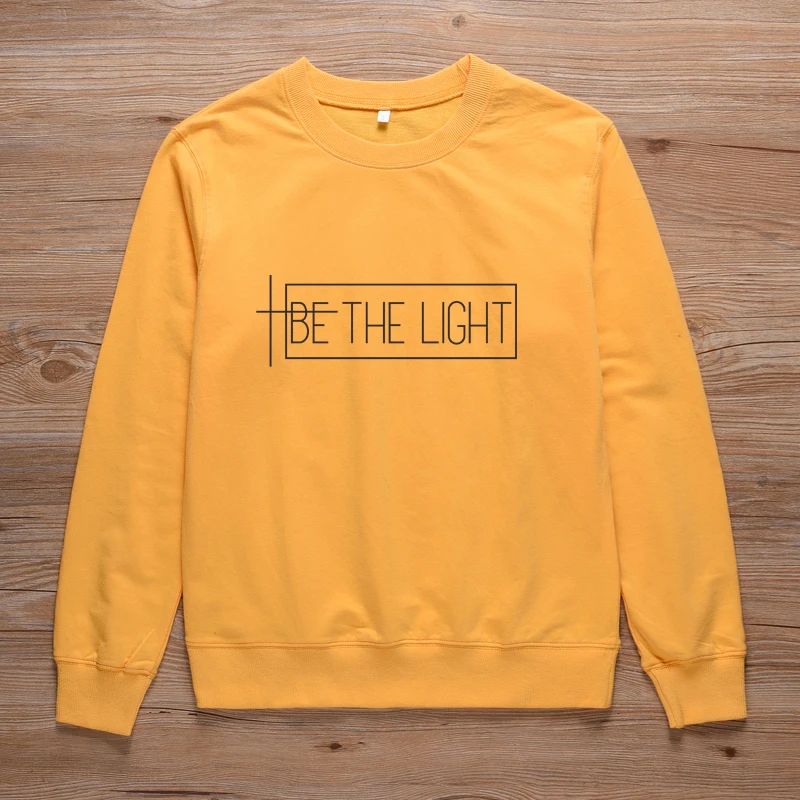 Женский свитшот с надписью Be The Light|Женские толстовки и свитшоты| |