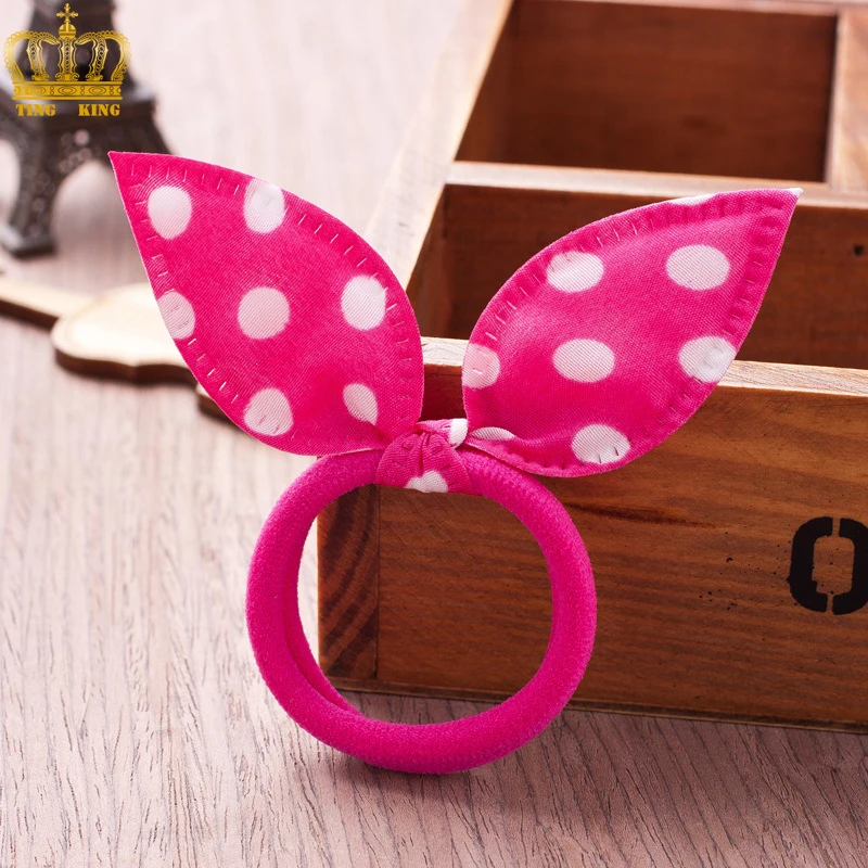

10pcs Children Elastic Hairband Cute Polka Bow Rabbit Ears Headbands Girl Scrunchie Kids Ponytail Holder Hair Accessorie Wholesa