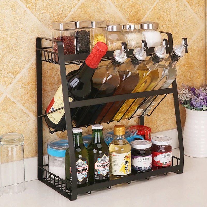 Многофункциональный 3 слоя кухонный стеллаж для хранения Органайзер с