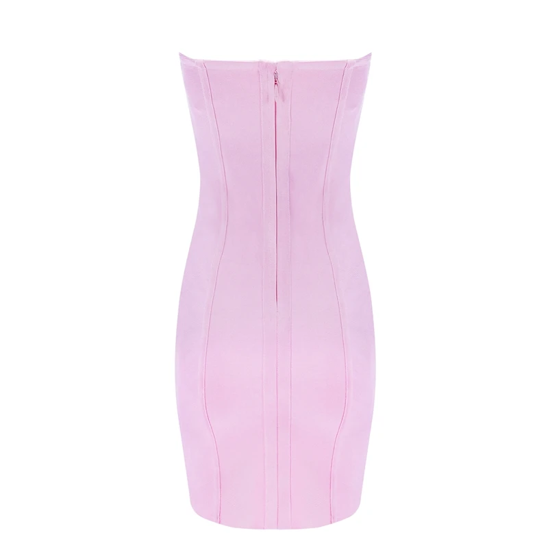 

Beateen 2020 New Fashion Women Bandage Dress Pink Strapless Mini Stripe Sexy Club Party Dresses For Lady
