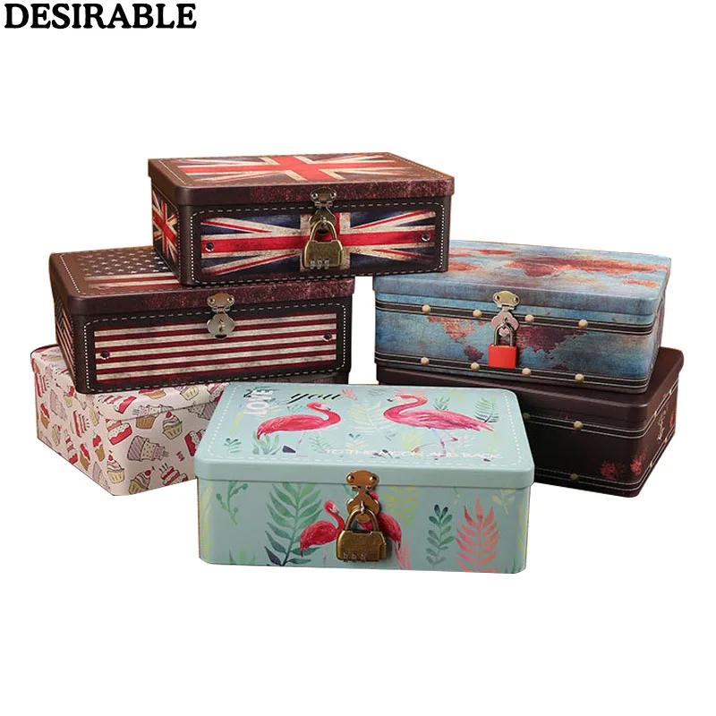 Жестяная коробка с большим кодовым замком маленький органайзер для хранения