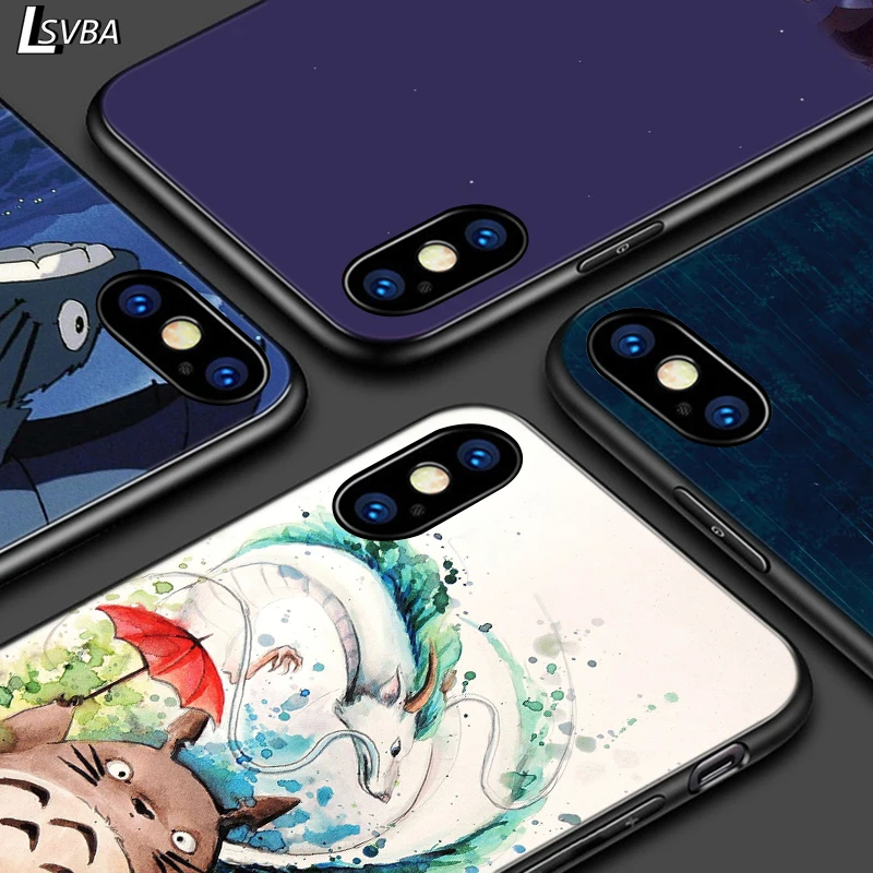 Для iPhone 12 11 Pro Max mini яркий черный чехол Мой сосед Тоторо для XR X 8 7 6 Plus 5S SE