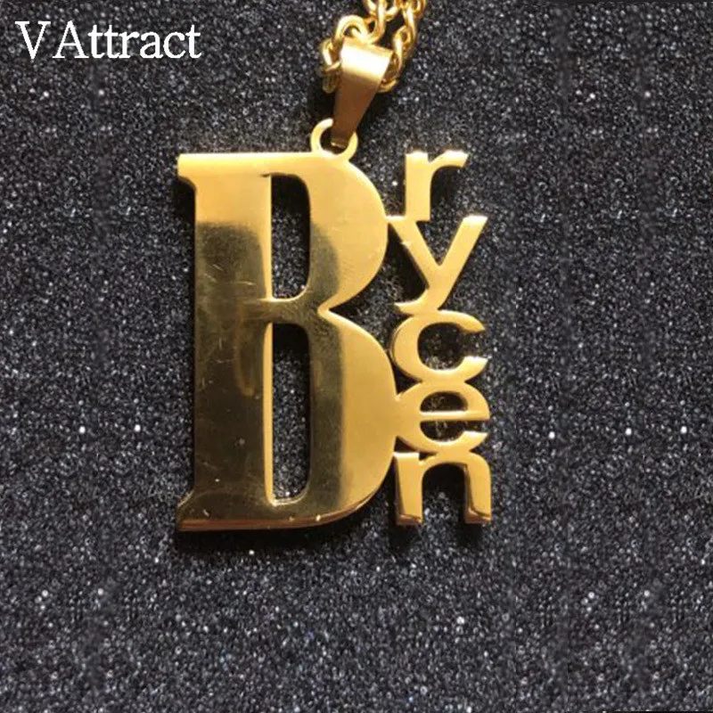 V притягивающее специальное ожерелье с надписью на заказ золотое из нержавеющей