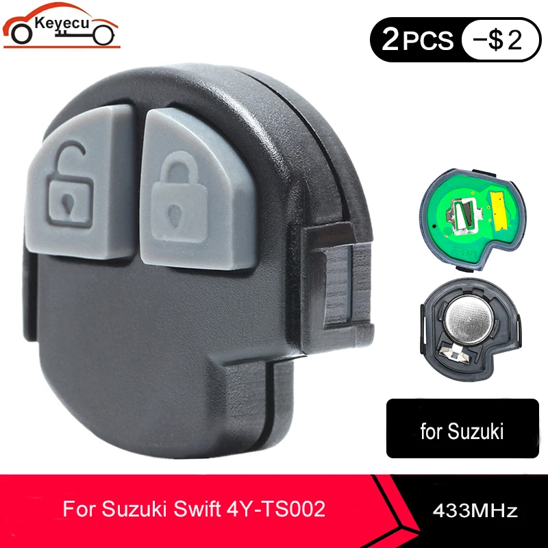 KEYECU-llave remota de entrada sin llave, 2 botones, 433MHz 4Y-TS002 / 315MHz 3Y-TS004 Fob para Suzuki Swift 2005, 2006, 2007, 2008, 2009