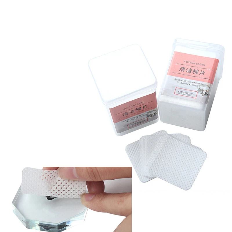 

170PCS Hygienic Eyelash Extension Glue Remove soft Cotton Pad Glue Bottle Mouth Wipes Cleaning protect eyes