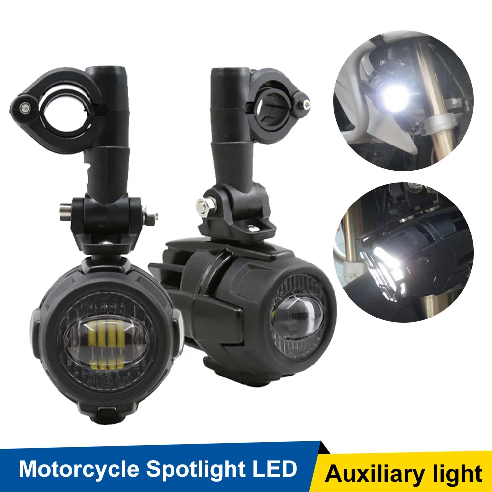 

1Pair Motorcycle Headlight Spotlight 40W 6000K LED Fog Light Auxiliary Light LED Driving Light with Protector Shade for R1200GS